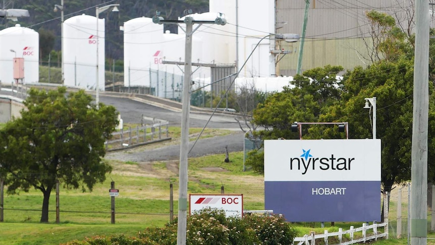 Signage at Nyrstar zinc works, Hobart.