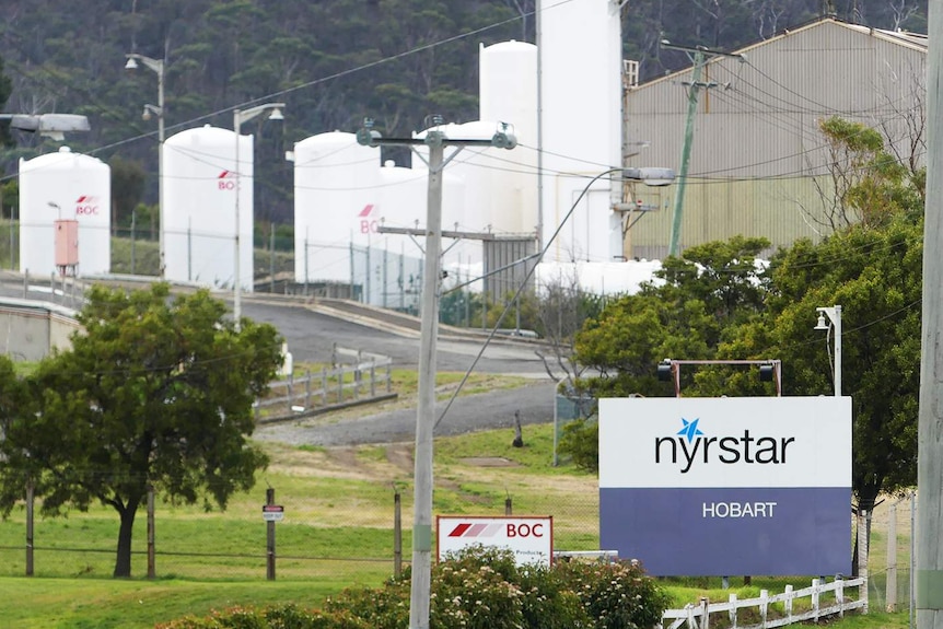 Signage at Nyrstar zinc works, Hobart.