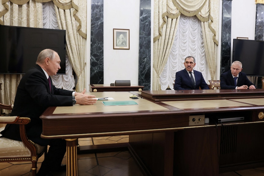 Russian President Vladimir Putin meets with senior former commander of the Wagner mercenary group Andrei Troshev.