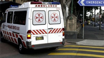 An ambulance enters Sydney's Royal Prince Alfred Hospital (AAP/Paul Miller)
