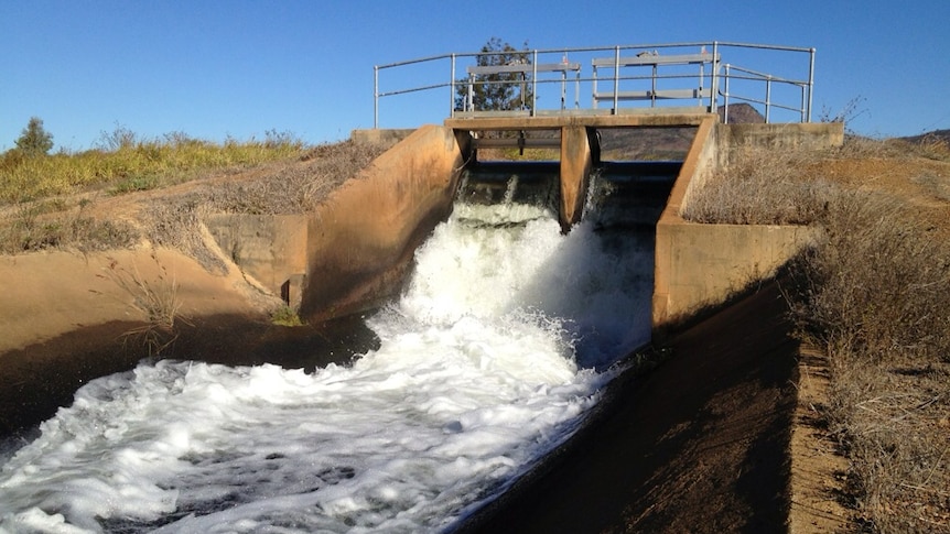 Irrigation water flows through the Mareeba-Dimbulah channel scheme in far north Queensland