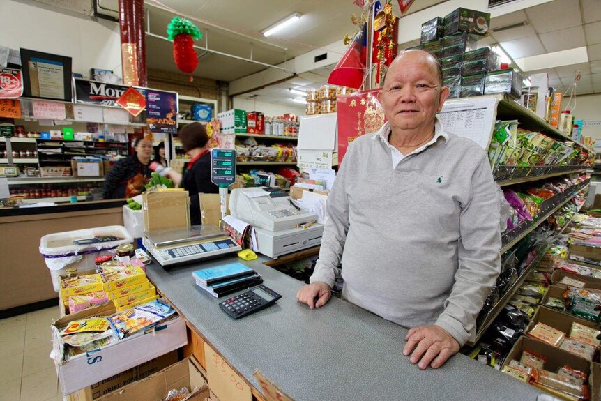 Taiwanese-Australian businessman Vincent Liu in his shop.