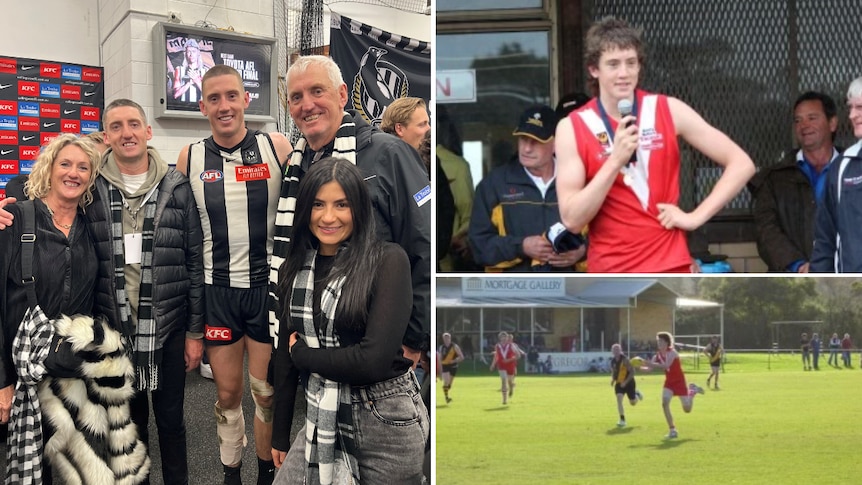 Footy family and crowd