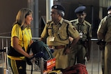 Ready to roll: Australian lawn bowler Sharyn Renshaw arrives in Delhi for the Games.
