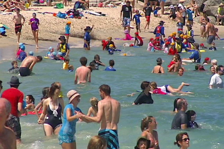 Swimmers enjoy the water