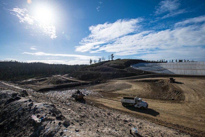 Waste dumped at Copping landfill site, near Hobart.