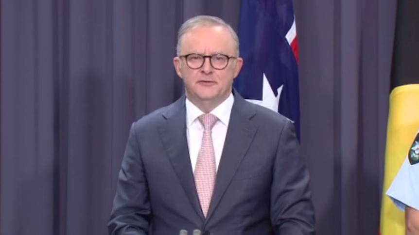 Prime Minister Anthony Albanese speaks during a media conference.