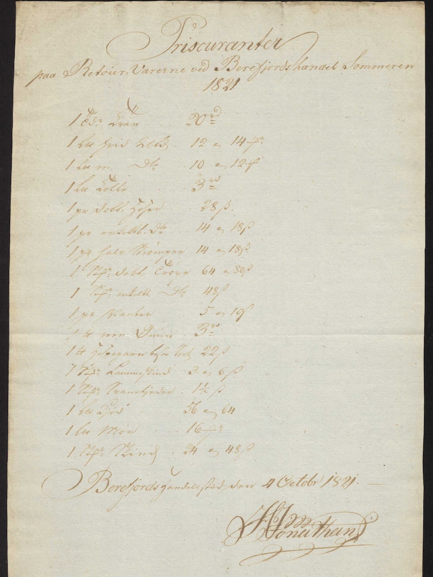 Archive copy of a receipt with cursive writing on it.