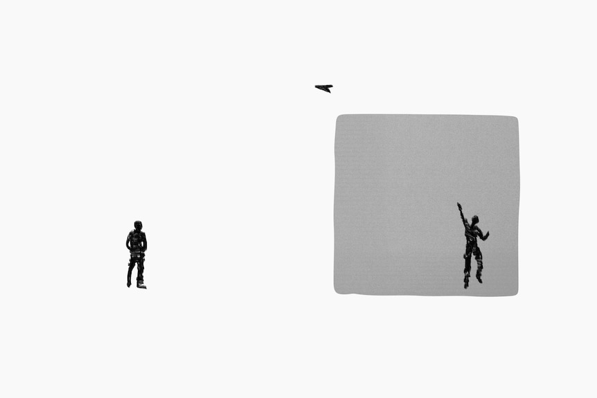 An illustration of a person inside a square throwing a paper plane to another person outside the square.