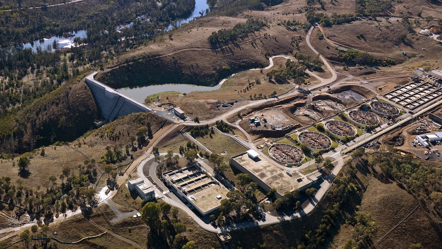 A large water treatment facility from above.