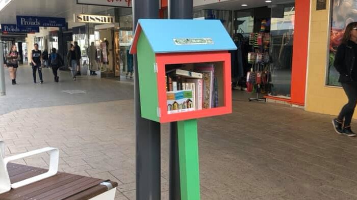 The 'Little Library' in the Brisbane Street Mall in Launceston, October 2019.