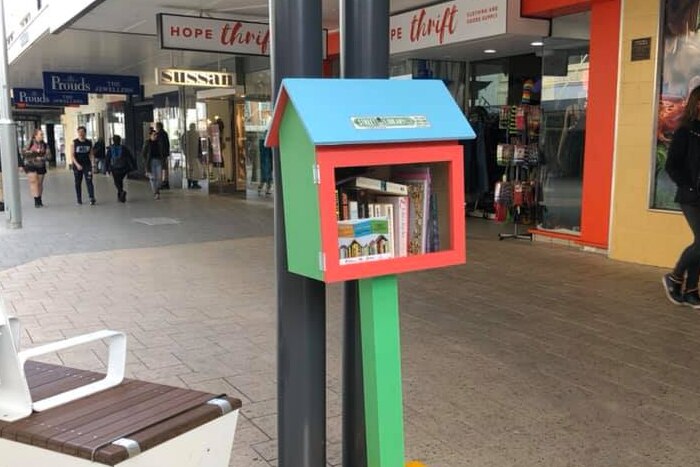 The 'Little Library' in the Brisbane Street Mall in Launceston, October 2019.