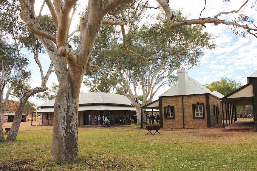 Colonial buildings surrounded by gum trees.