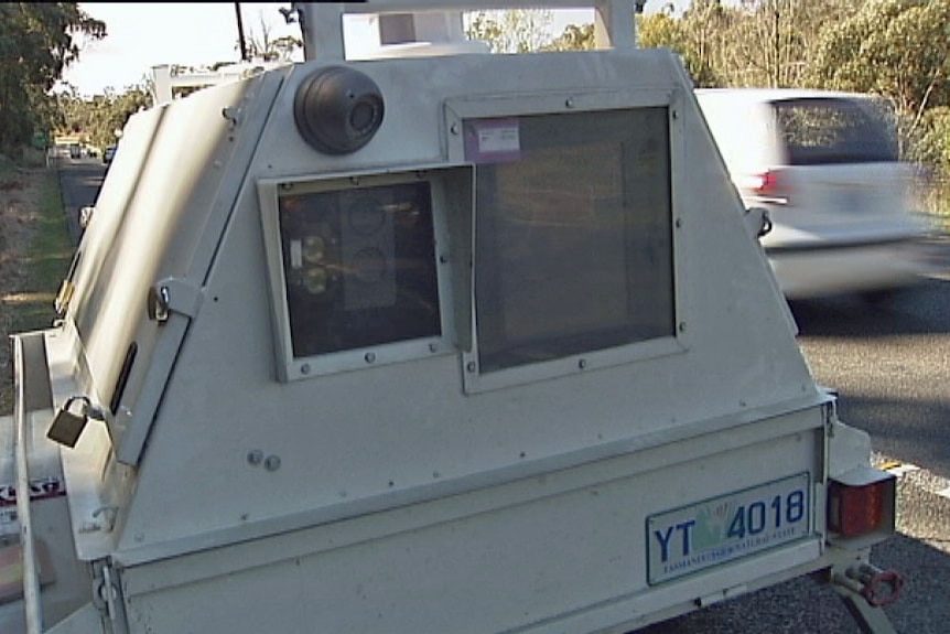 Automated speed camera on a Tasmanian road