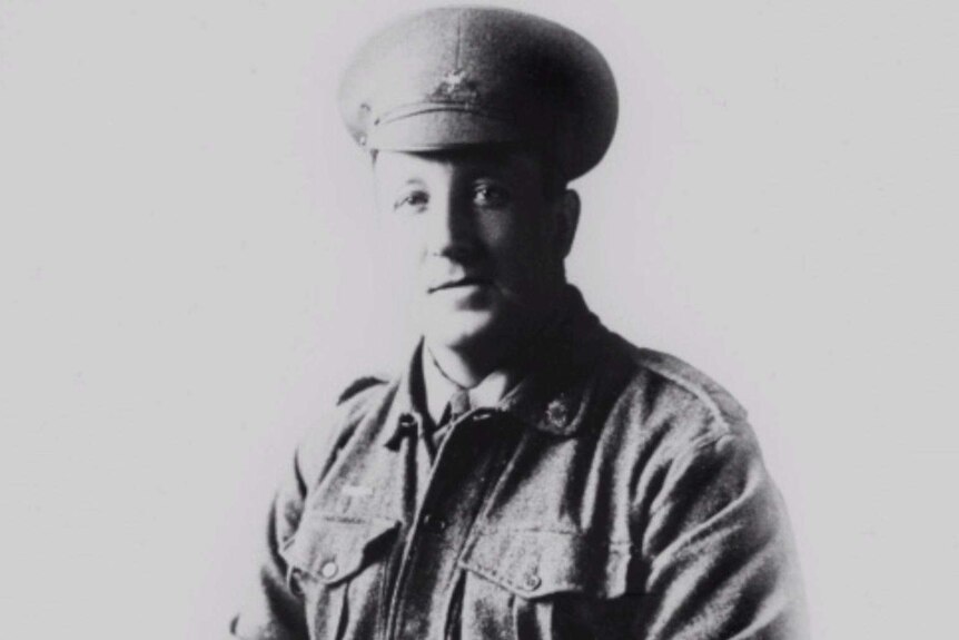 A black and white photo of Cecil Healy in uniform