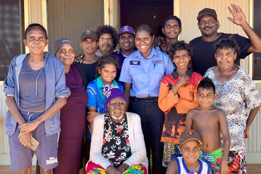 Indigenous police cadet Zarelda Dickens with her family