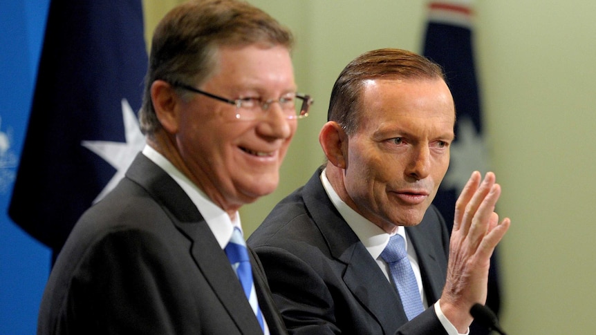 Tony Abbott and Denis Napthine announce the joint police taskforce.