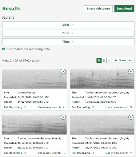 The A2O Search website offers site, date and time filters