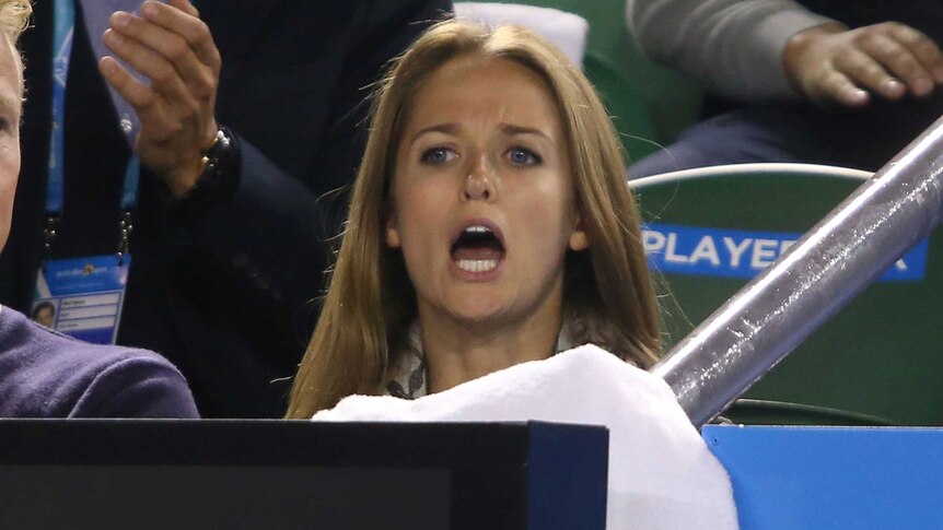 Kim Sears shows her agro during Andy Murray's clash with Tomas Berdych
