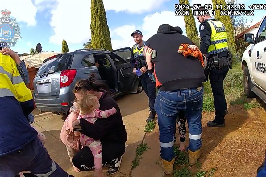 Children present in an allegedly stolen car in Kalgoorlie are reunited with their parents.
