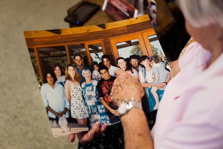 A family photo showing some of Kay and Bob Lockley's foster children.