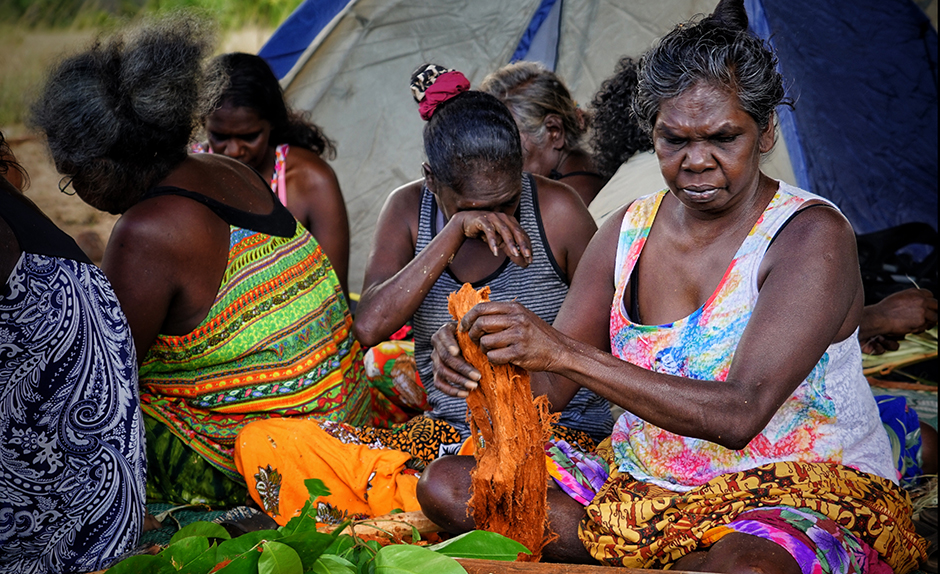 Women make the Merri string.