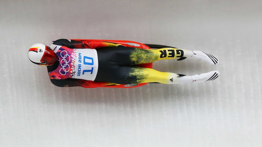 Germany's Felix Loch makes a run during the men's luge singles at Sochi 2014.
