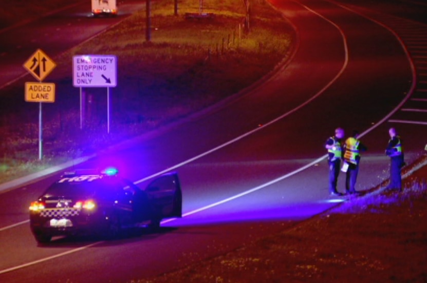 Police at the scene of a fatal motorcycle crash at Keilor Park