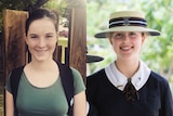 Indooroopilly State High School student Maisie Coulson and St Margaret's Anglican Girls School captain Annabel Garland.