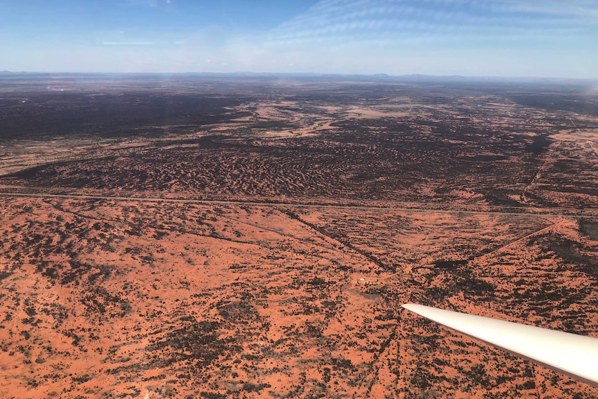 A birds eye view from a glider outside of Alice Springs