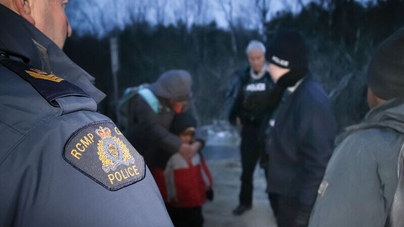 Royal Canadian Mounted Police officers at work on the border.