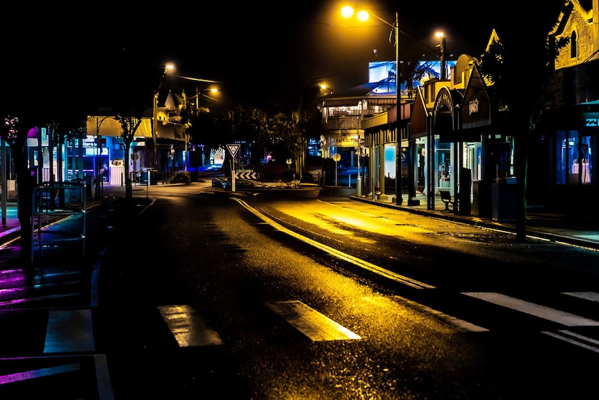 A dark, empty street