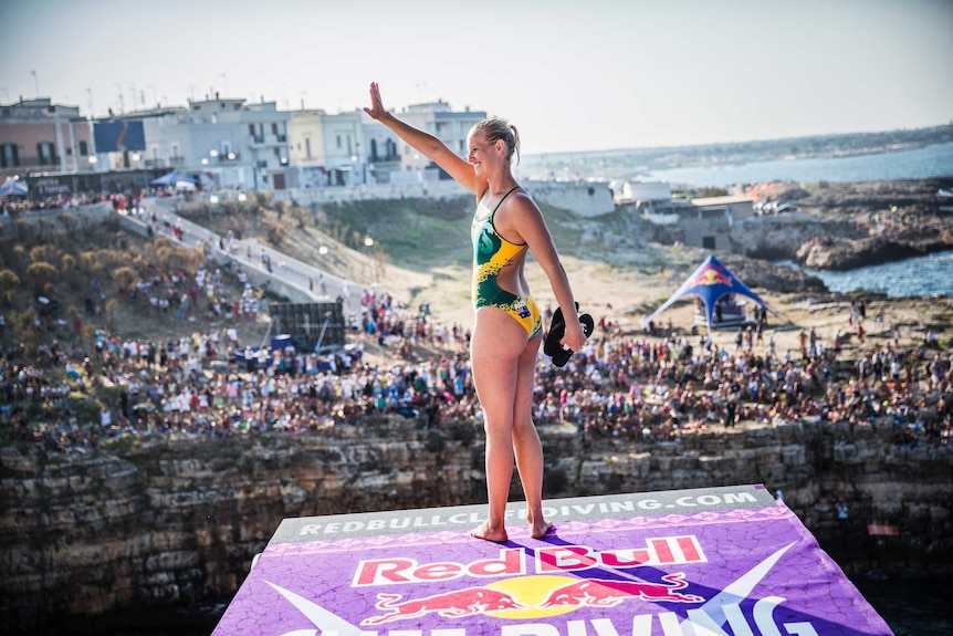 Rhiannan Iffland of Australia before cliff diving.