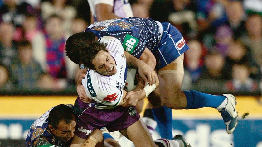 Billy Slater had a tough night at the back for the Storm.