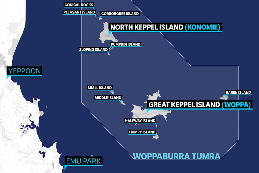 Graphic map of the Keppel Islands off the coast of Yeppoon
