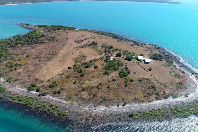 A tropical island as seen from above.