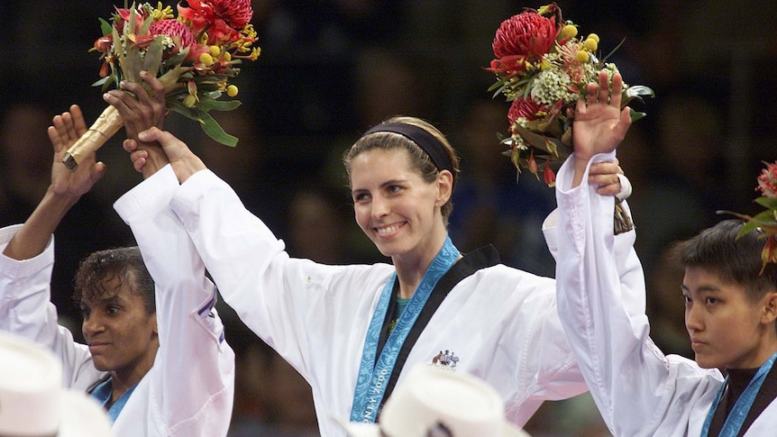 Lauren Burns wins Australia's first ever gold medal in Taekwondo at the Sydney Olympics.