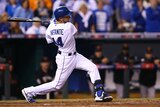 On fire ... Omar Infante hits a two-run home run for the Royals