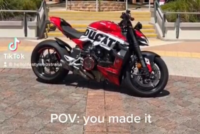Promotional content from Hello Lifestyle Australia's Instagram page of a ducati motorbike