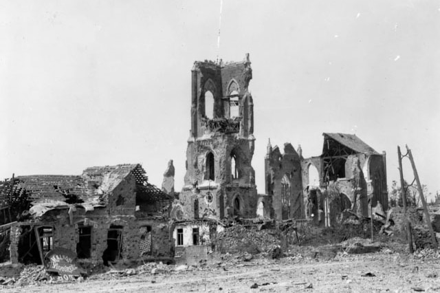 Ruined church after the battle of Villers-Bretonneux