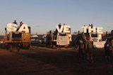 Protesters gather at the Maules Creek mine near Boggabri in northern New South Wales.