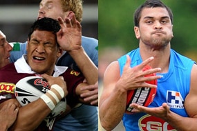 Composite: Israel Folau and Karmichael Hunt (Getty/AAP: Ezra Shaw/Dave Hunt)