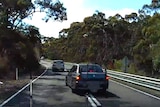 Car overtakes illegally in Adelaide Hills