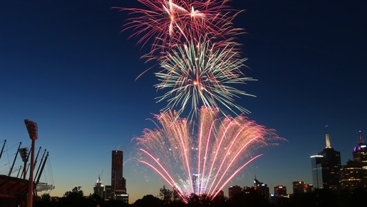 Family fireworks at Melbourne Cricket Ground