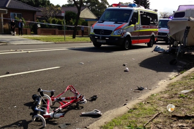 Accident scene where female cyclist was killed in Pagewood, Sydney, June 9, 2013