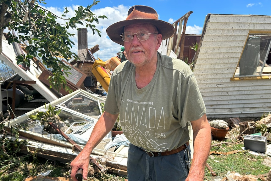 Len La Tous with what’s left of his home in Mt Tamborine.