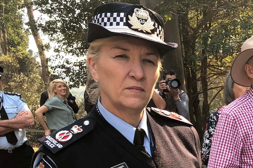 Queensland Police Commissioner Katarina Carroll at the bushfire ground in Beechmont.