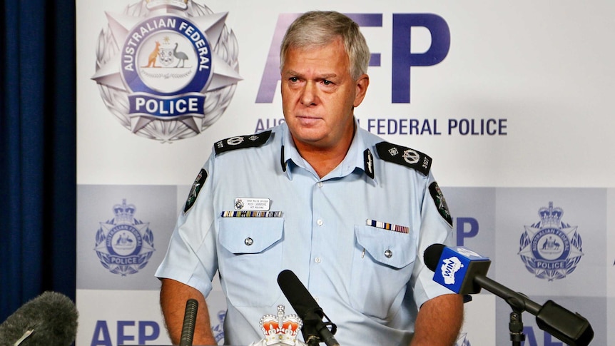 Chief police officer for the ACT, Rudi Lammers, at a press conference.