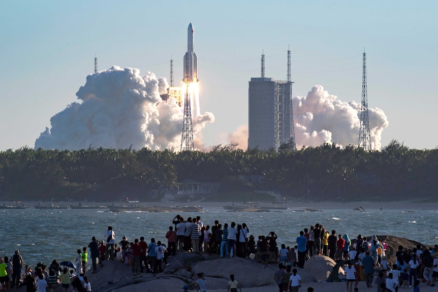 China Long March 5B rocket takes off