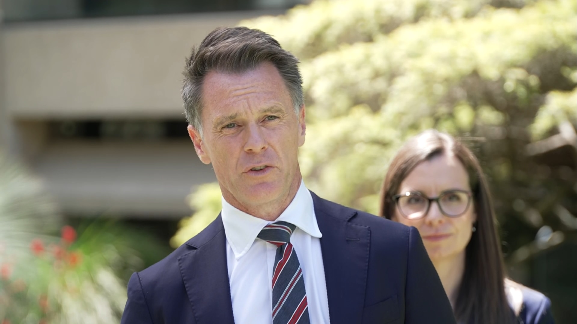 NSW Premier Chris Minns speaking at a press conference in Sydney in October 2026.